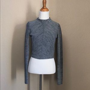 Zara Gray Long Sleeve Fitted Top